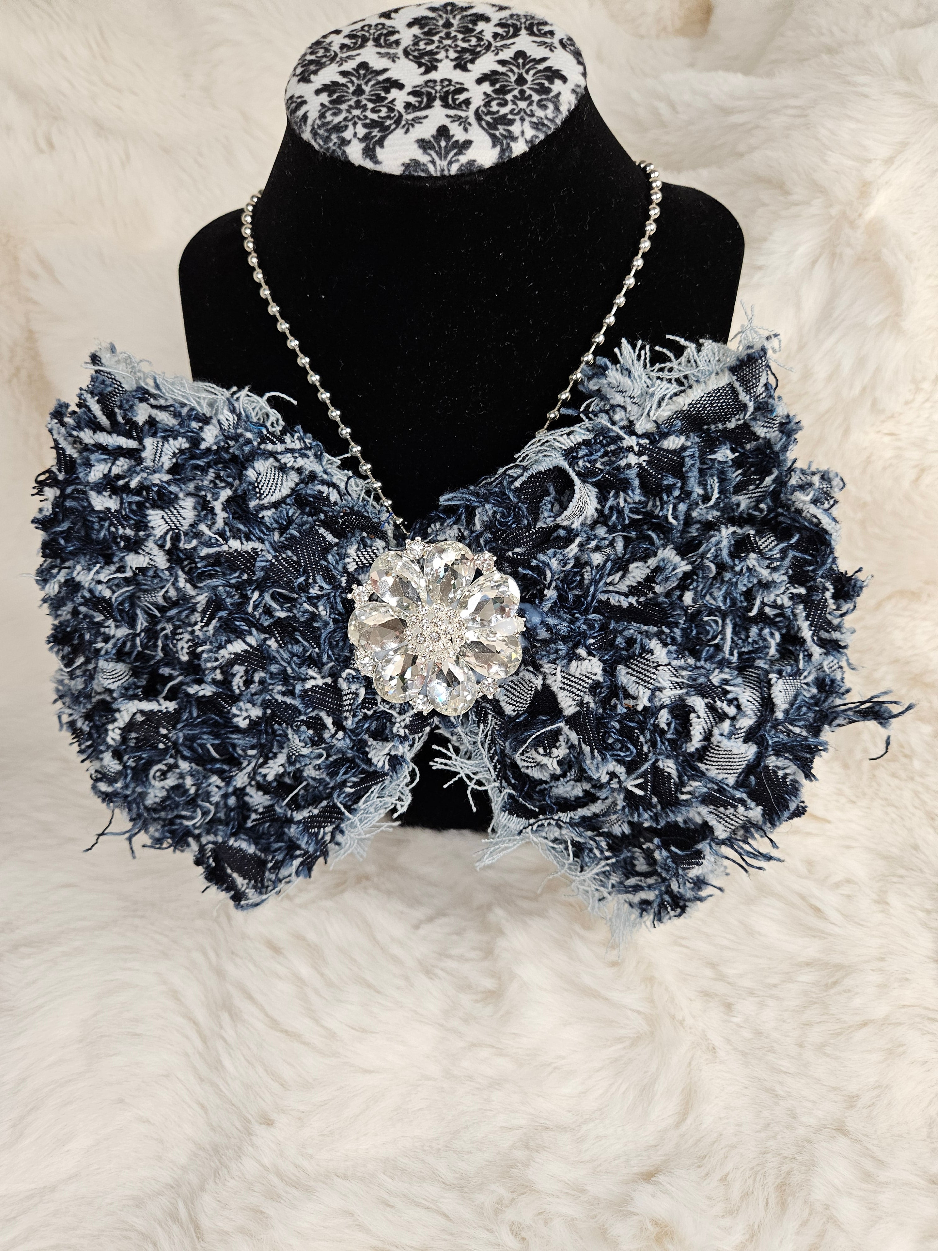 💎 Denim Drama Bow
